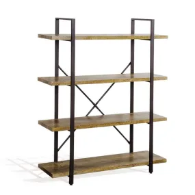 Modern Industrial Style 4-Shelf Bookcase