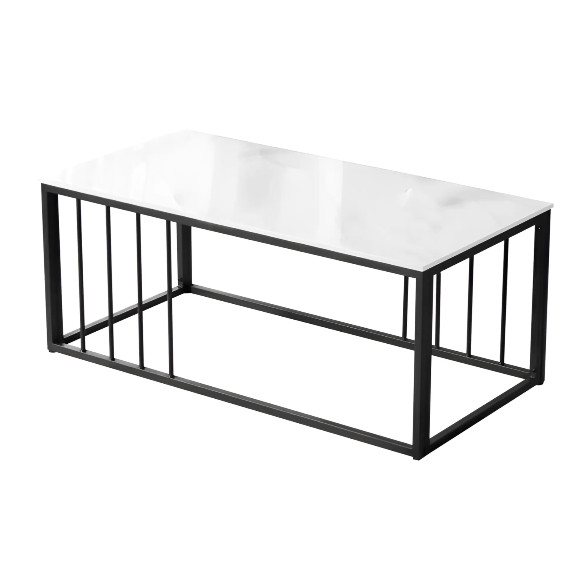 Modern Rectangular Ceramic Top Coffee Table With Metal Base Ct-15 White