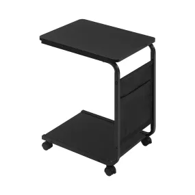 Multi-Functional C-Shaped End Bedside Table With 4 Wheels Black