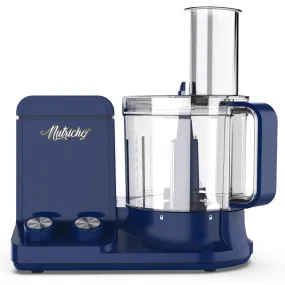 Multifunction Food Processor - Ultra Quiet Powerful Motor, Includes 6 Attachment Blades, Up To 2L Capacity (Blue)