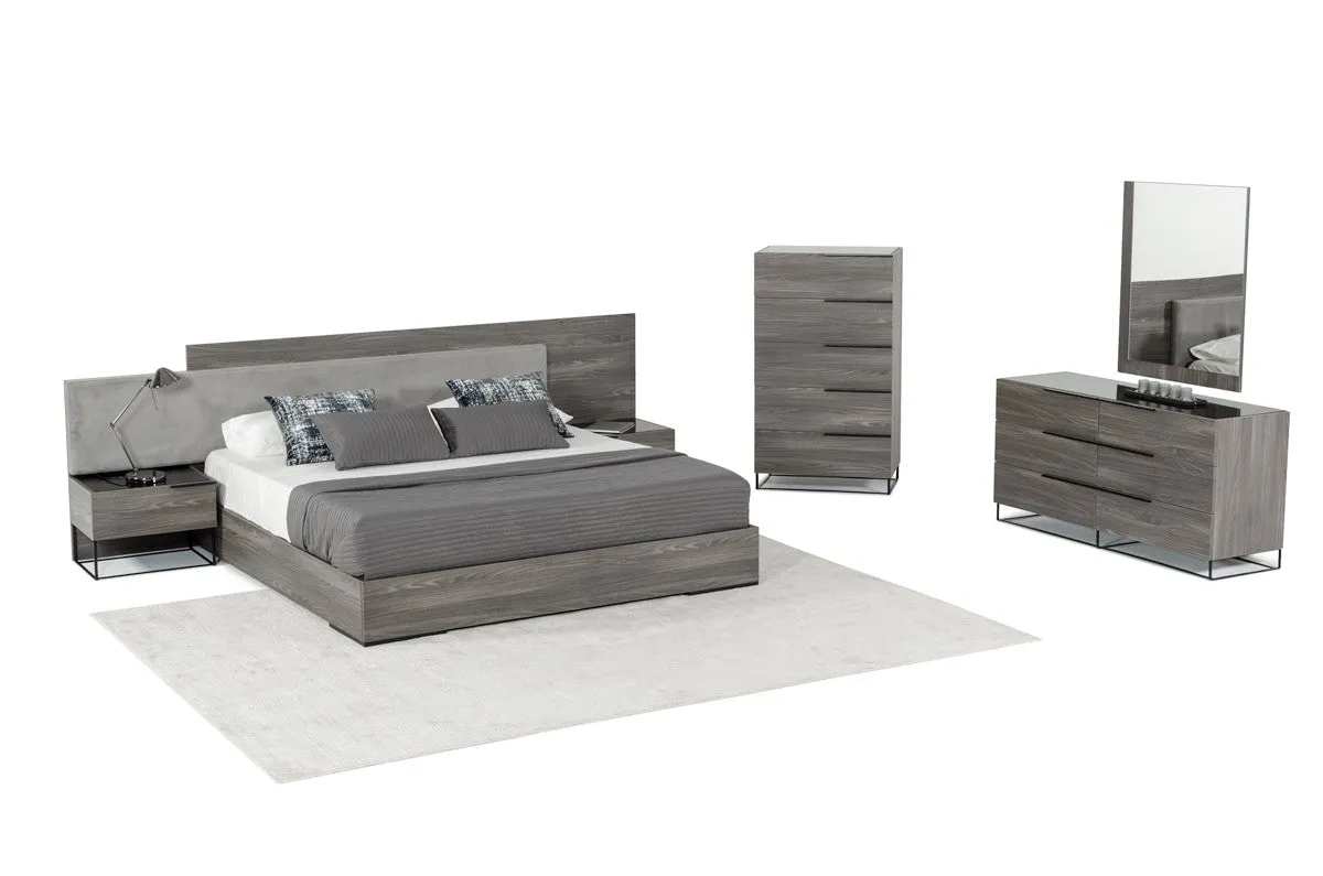 Nova Domus Enzo Italian Modern Grey Oak & Fabric Bedroom Set