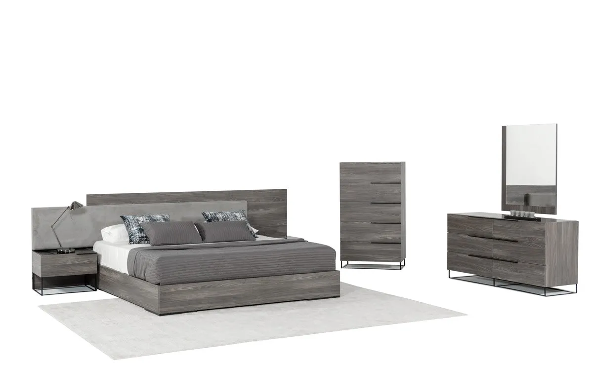 Nova Domus Enzo Italian Modern Grey Oak & Fabric Bedroom Set