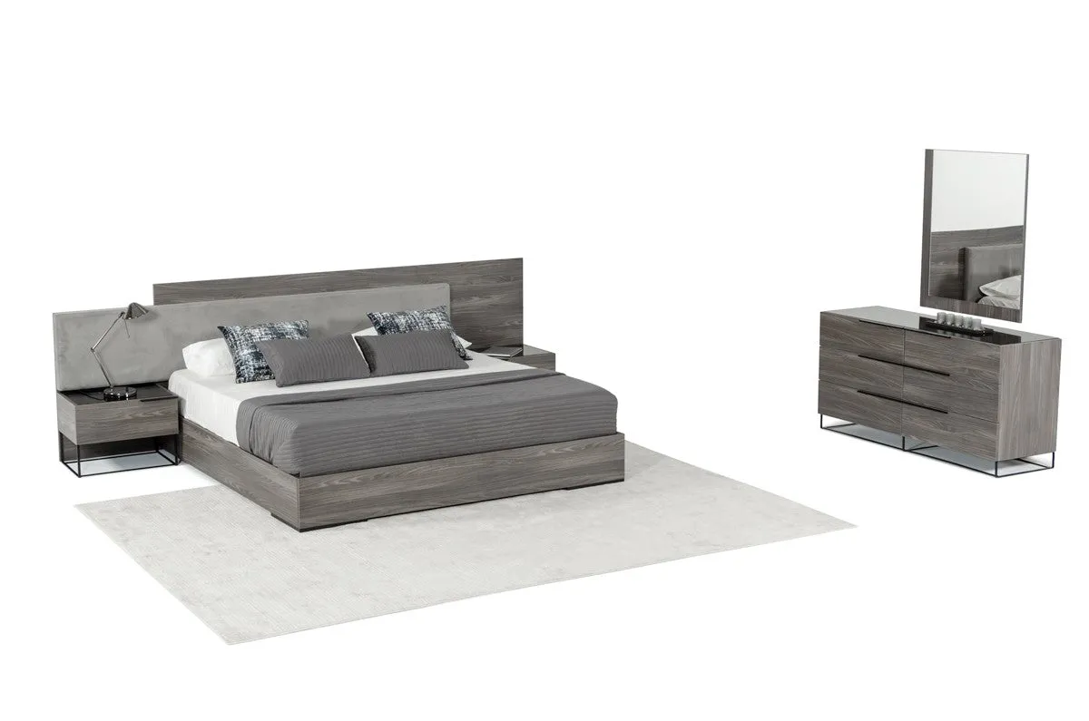 Nova Domus Enzo Italian Modern Grey Oak & Fabric Bedroom Set