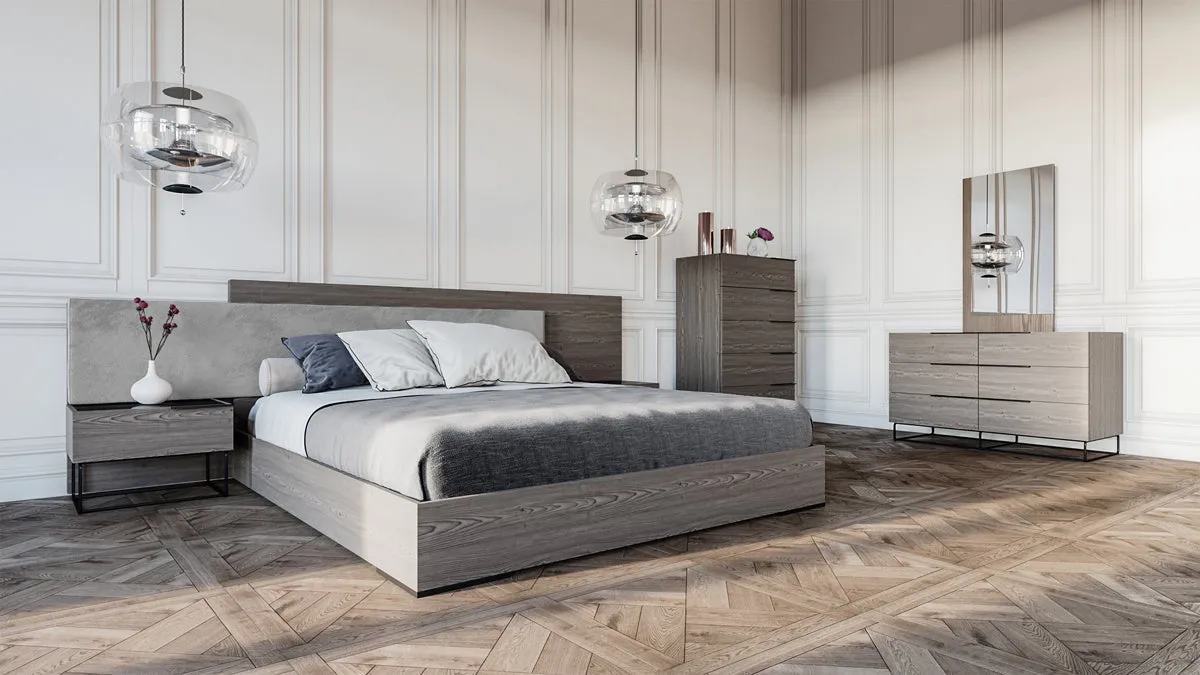 Nova Domus Enzo Italian Modern Grey Oak & Fabric Bedroom Set