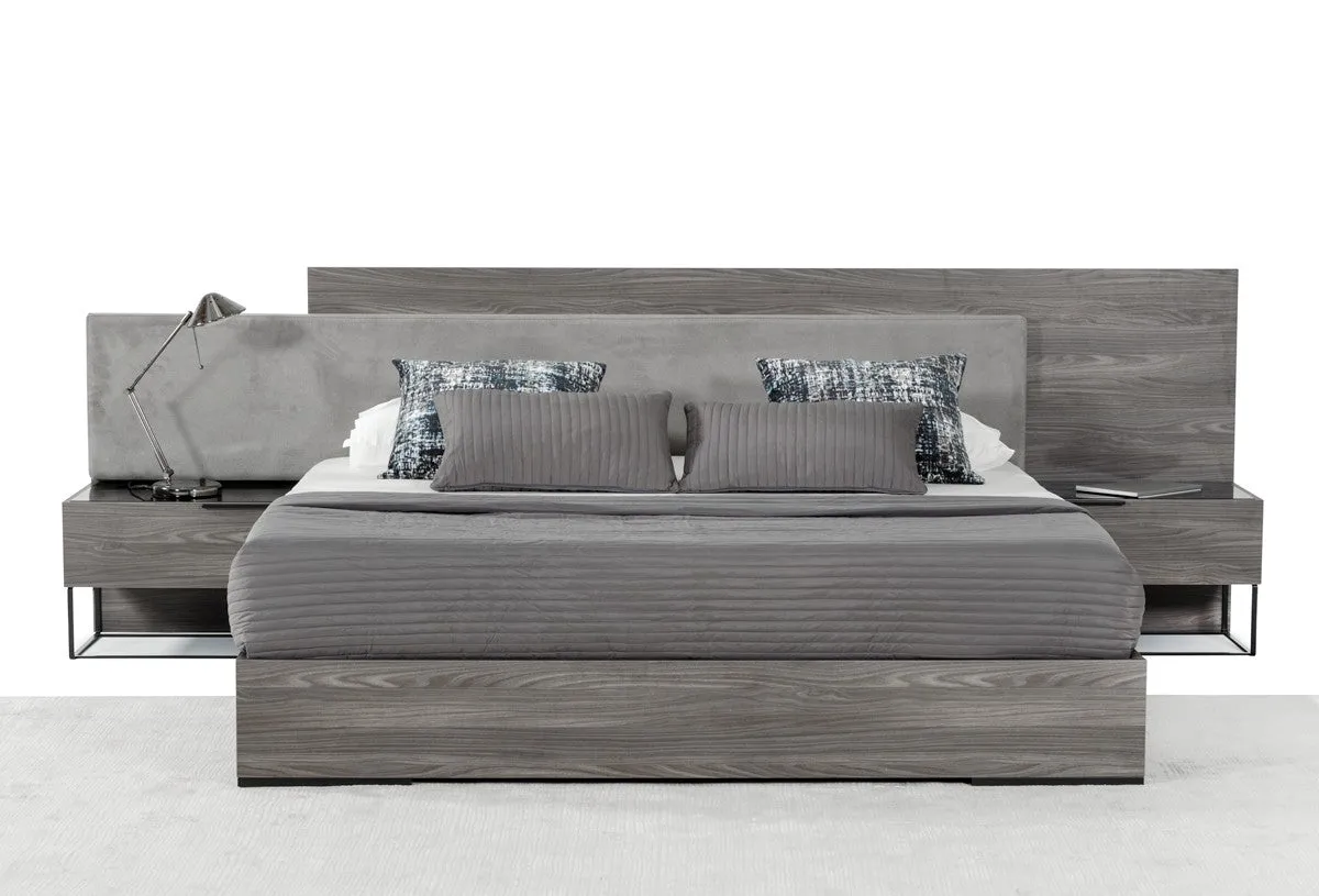 Nova Domus Enzo Italian Modern Grey Oak & Fabric Bedroom Set