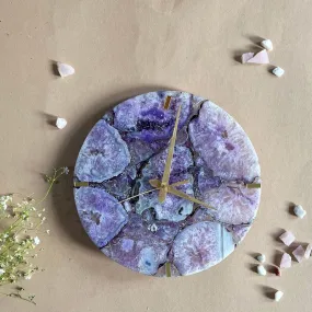 Obelia Handcrafted Agate Wall Clock - Purple