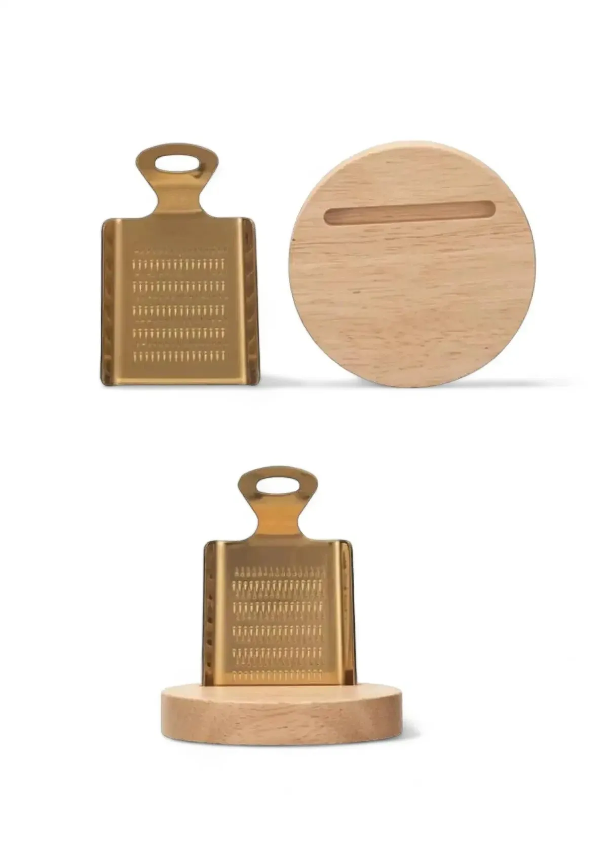 Round Rubberwood Board With Grater Set