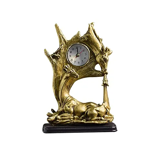 SAZ DEKOR Table Clock Statue Collection Figurine Table Clock for Bedroom Birthday Desk Giraffe |Figures Decoration Wooden |Garden Decoration Figures |Home Decoration Figures