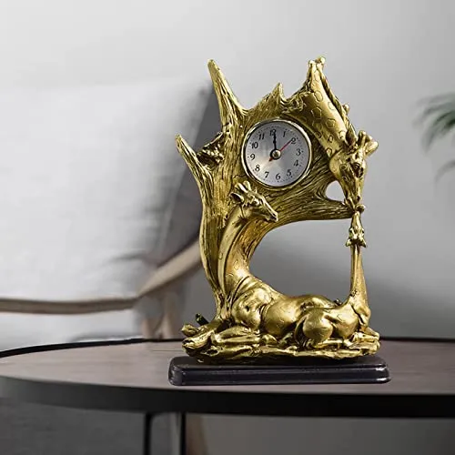 SAZ DEKOR Table Clock Statue Collection Figurine Table Clock for Bedroom Birthday Desk Giraffe |Figures Decoration Wooden |Garden Decoration Figures |Home Decoration Figures