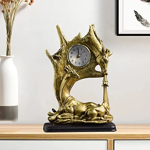 SAZ DEKOR Table Clock Statue Collection Figurine Table Clock for Bedroom Birthday Desk Giraffe |Figures Decoration Wooden |Garden Decoration Figures |Home Decoration Figures