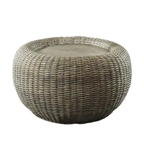 Searth Bohemian Natural Brown Round Kubu Rattan Wicker Coffee Table