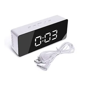 smile world Plastic Rectangle Mirror Finish Digital Clock with Dual Power Option (Black)