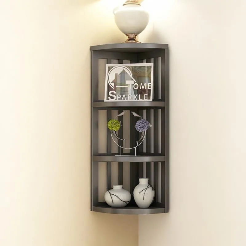 Stripes Corner Floating Shelf - Black