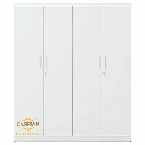 Super White Engineered Wood Drawers and Lock, 3 Shelves and Hanging Space 4 Door Wardrobe Without Mirror