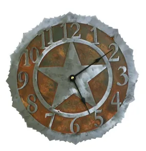 Texas Star Handcrafted Rustic Metal Wall Clock - 12"