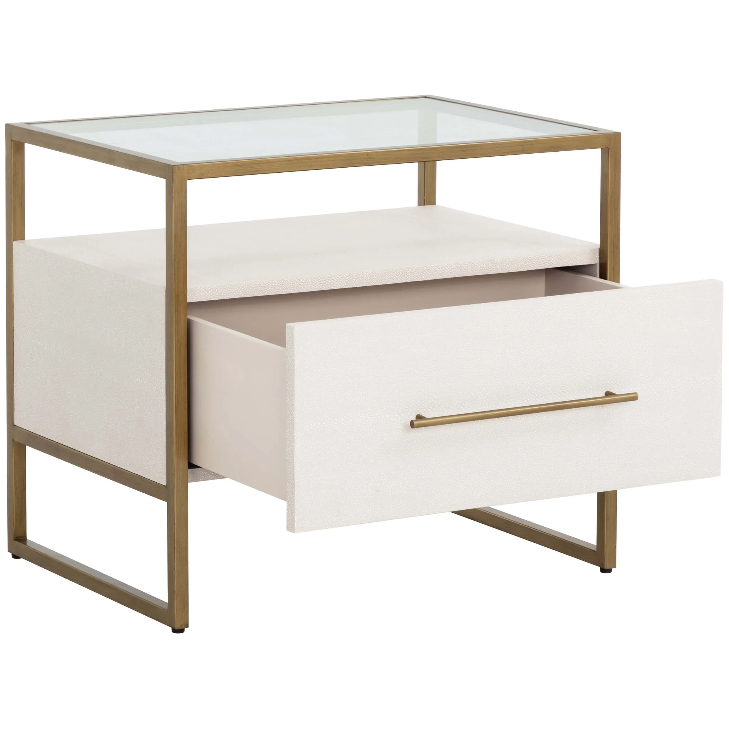 Venice Nightstand, Oyster Shagreen