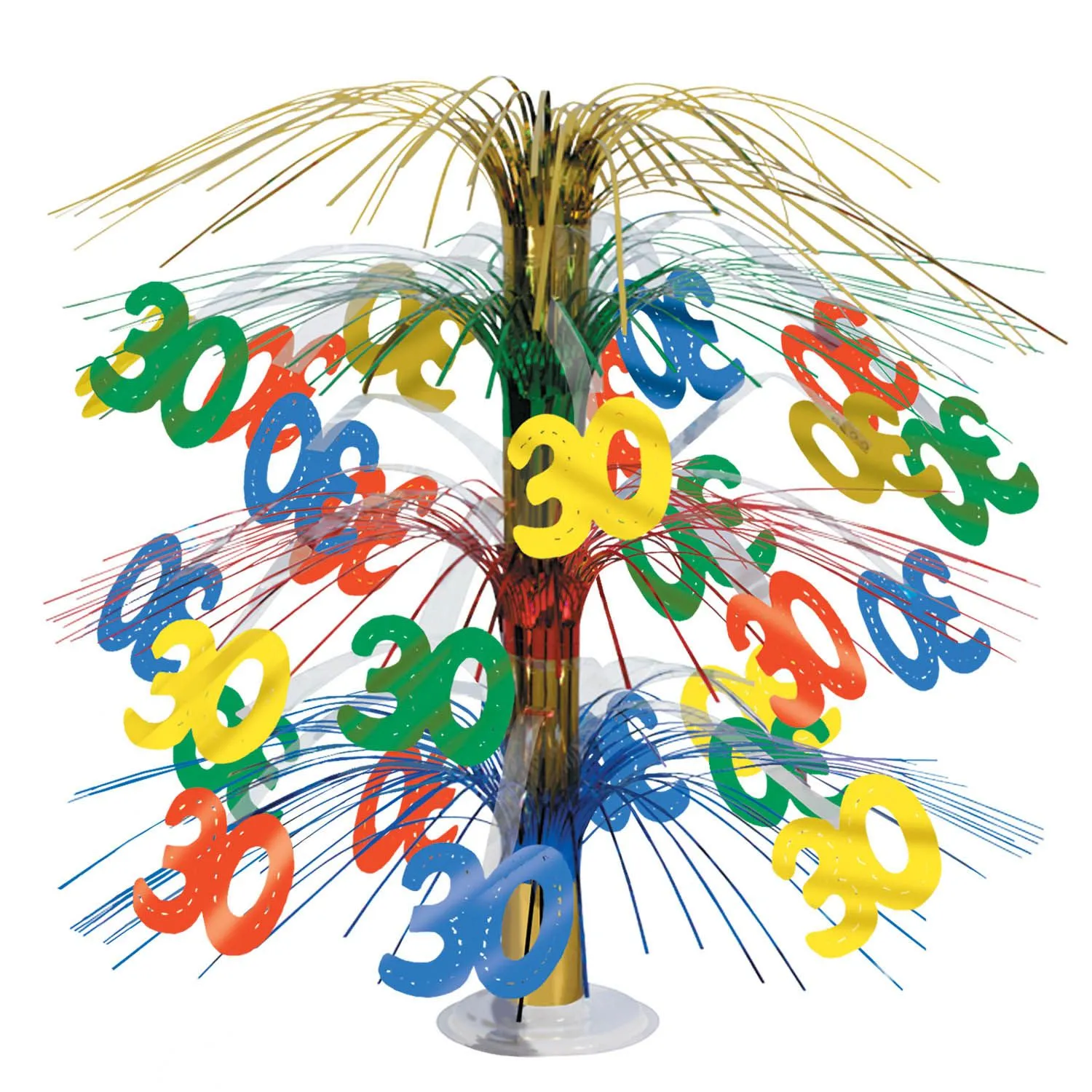 Vibrant Cascade Delight Multicolor 30th Birthday Cascade Centerpiece (1/Pk)