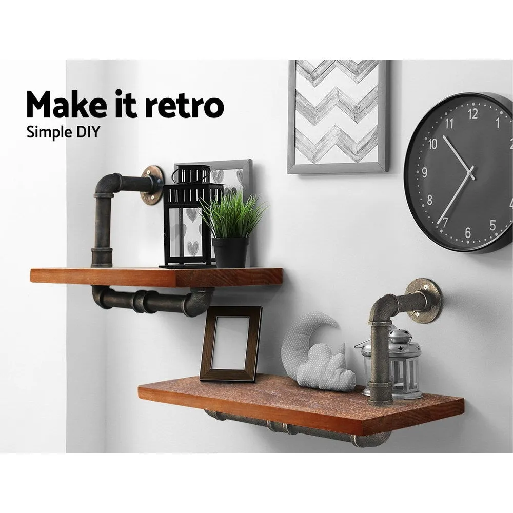 Wall Shelves Rustic Bookshelf Retro Display Shelves Industrial DIY Pipe Shelf Floating Brackets