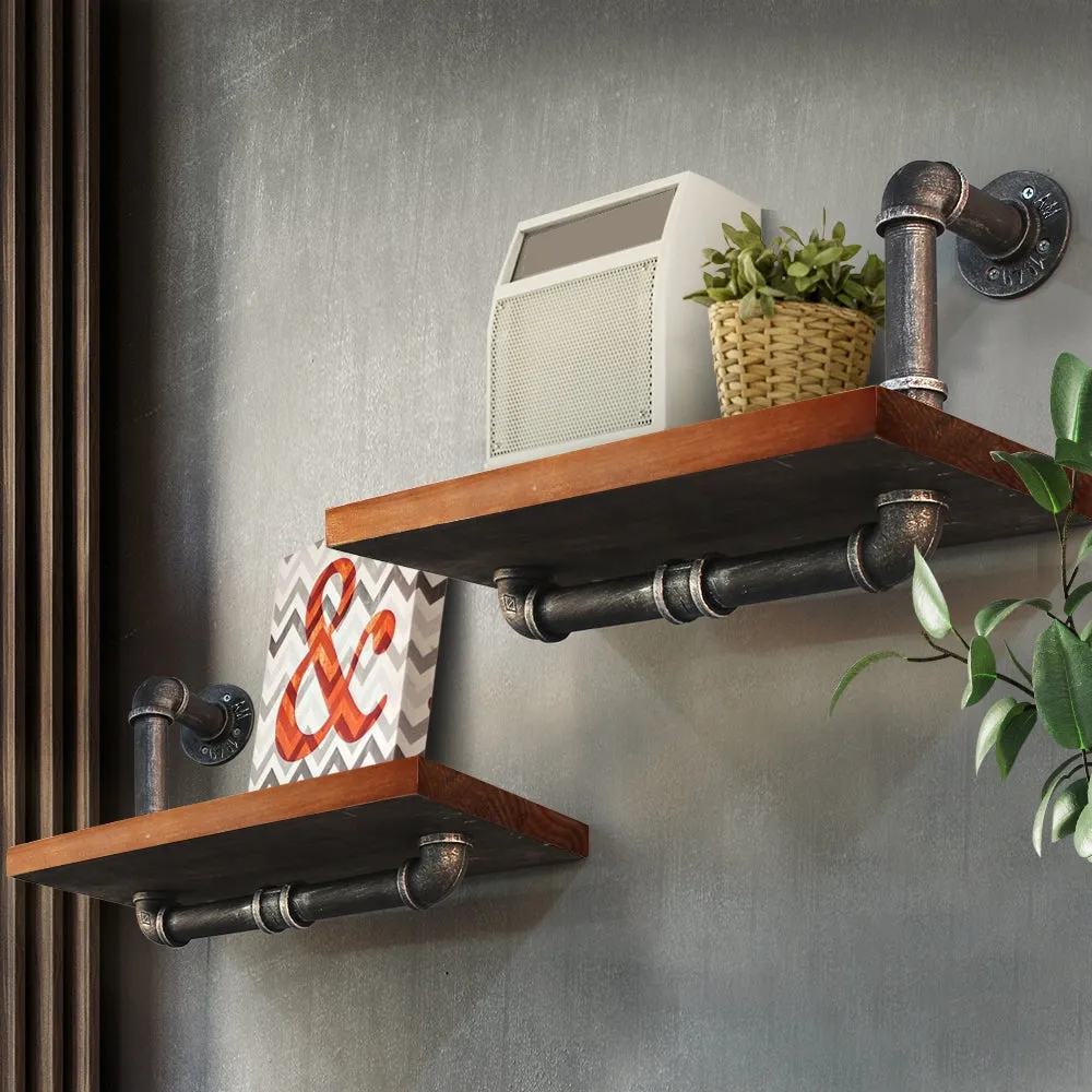 Wall Shelves Rustic Bookshelf Retro Display Shelves Industrial DIY Pipe Shelf Floating Brackets