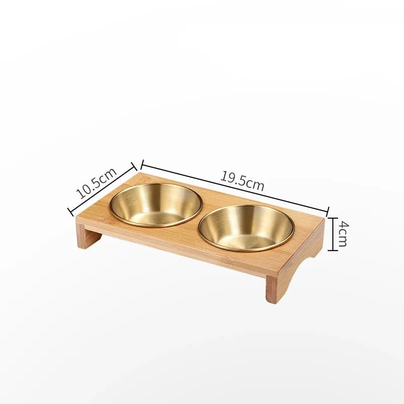 Wooden Condiment Set with Stainless Steel Dip Bowls on Bamboo Tray