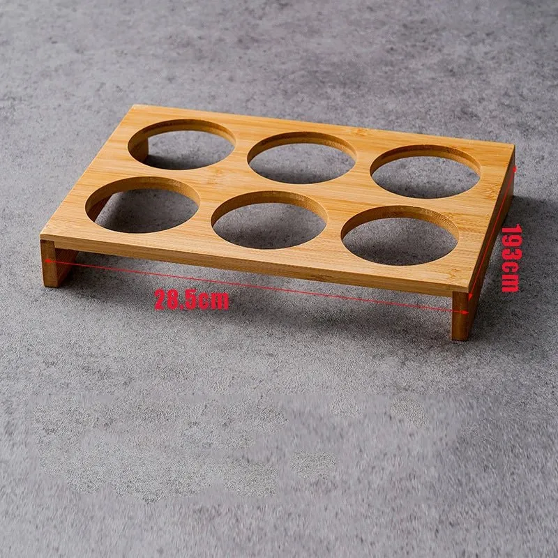 Wooden Condiment Set with Stainless Steel Dip Bowls on Bamboo Tray